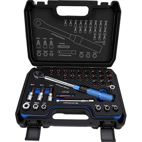 Jeu de clés dynamométriques 2 à 24 Nm, 1/4 pouces, 72 dents, Kit d'outils à cliquet réversible pour vélos, motos, entretien de voiture (1/5)