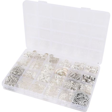 Bijoux de cheveux pour tresses, anneau en métal, pendentif manchette, accessoires pour tresses et dreadlocks, perles, bijoux en argent (1/5)