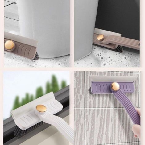 Brosse rotative multifonction 360° pour recoins - Poils rigides - Nettoyage cuisine et salle de bain - Violet (1/3)