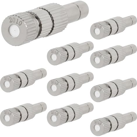 Confezione da 10 ugelli nebulizzatori a bassa pressione in ottone ceramico da 0,2 mm con filtro per raccordo da 6 mm.