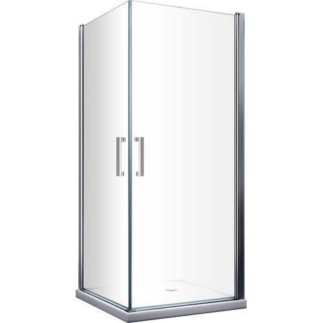 Duschkabine mit doppelten Schwingtüren Eckversion aus temperiertem Glas 8 mm Easy-Clean umkehrbar CM.(90X90) 86,5-88,5 x 86,5-88,5 H 200 cm