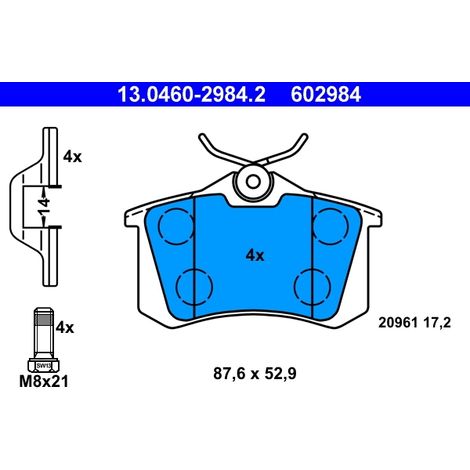 Kit de plaquettes de frein, frein à disque ATE 13.0460-2984.2 SEAT 1E0 698 451
