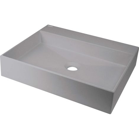 Lavabo in granito d'appoggio con basetta per rubinetteria 50x40 cm grigio metallizzato - Sofyro
