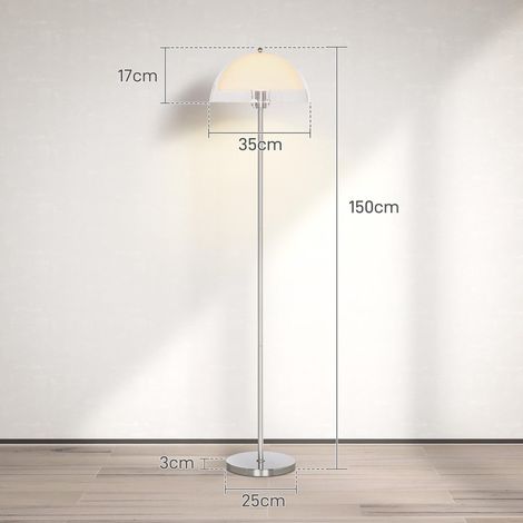 Lampadaire moderne avec abat-jour double couche, en métal et acrylique, Ø35 x 150 cm, blanc (1/5)
