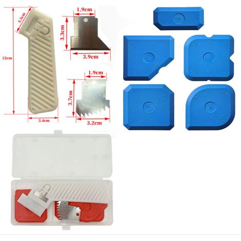 Kit de finition pour joints silicone 5 pièces, outils multi-formes pour salles de bain et cuisines (1/5)