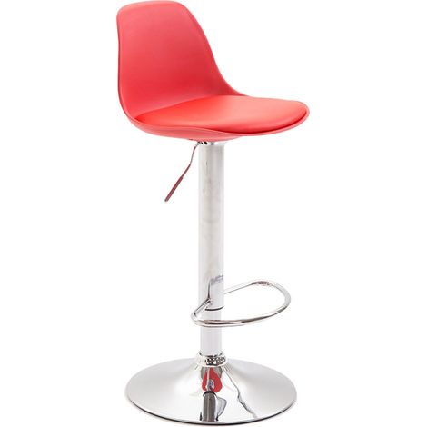 Sgabello di design KIEL in polipropilene e similpelle cromo rosso (1/4)