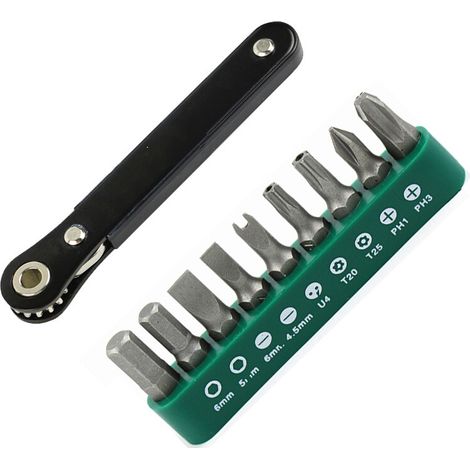 S2 Grade Front-Multifunktions-Ratschen-Bit-Set, Schraubendreher-Bits, 10 Stück Schlitzschrauben mit Phillips-Schlitz-Torx (1/4)