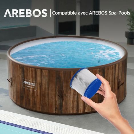 Lot de 6 cartouches filtrantes pour spa gonflable – Filtration efficace en papier non tissé – Dimensions 77 x 100 mm – Compatible avec spas AREBOS (1/5)