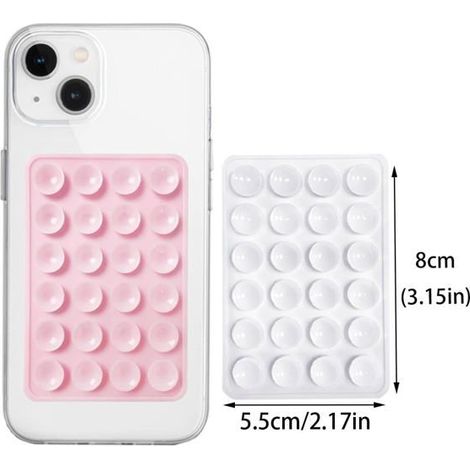 Supports téléphone ventouse - 2 pièces, silicone, adhésifs - Convient pour iPhone, téléphones Étiquette (1/5)
