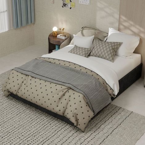 Lit coffre - Lit Moderne Minimaliste - 140x200 cm - Revêtement velours gris - Sommier relevable à vérins (1/5)
