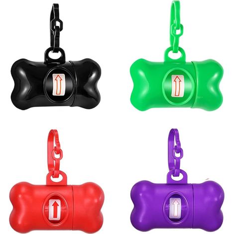 4 Pièces Distributeur Sac à Crottes Chien avec 4 Rouleaux de Sacs Poubelles et Laisse Clip (A) Produit pratique pour la maison et l' (1/4)