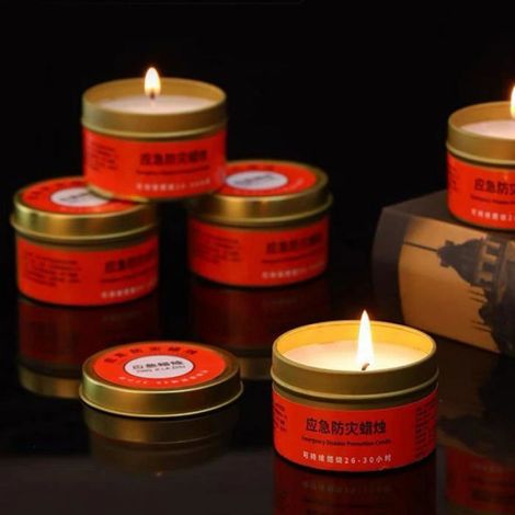 Bougie Durgence - Boîte Fer Robuste - Cire Sans Fumée - 20 À 30 Heures - Pour Camping Survie Pannes De Courant - Lot De 3 (1/5)