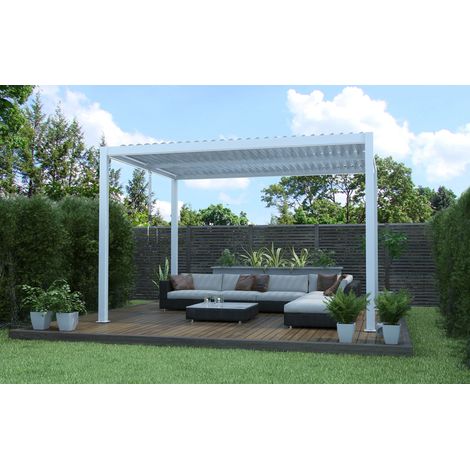 gazebo pergola bioclimatica da esterno elica garden bianca in alluminio - 3x4 m (1/5)