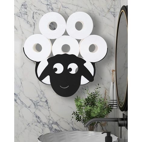 Porte-Rouleau Papier Toilette Décoration Murale - Support 7 Rouleaux, Mural Esthétique Modèle Mouton, Pratique et Originale (1/5)
