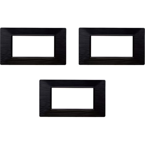 gloca Placche Plastica Satinata Compatibili Plana (3 Pezzi Nero, 4 Posti) (1/4)
