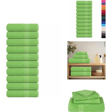 Essuie-mains 10 pcs vert pomme 50x100 cm 360 g/m² 100% coton - Serviette À Main - Serviettes À Main - Essuie-mains - Serviette (1/5)