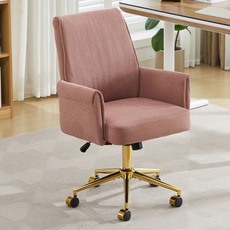 Chaise de bureau pivotante et réglable en hauteur, dotée d'un dossier mi-haut, d'un revêtement rayé et d'un design ergonomique : le choix idéal pour le travail, les études ou la détente. Son dossier m