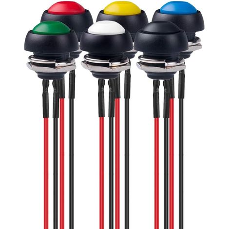 6pcs 12mm 3A / 250VAC préfilé imperméable bouton-poussoir momentané SPST ON / OFF, Mini bouton rond sans verrouillage pour trompette de voiture, PC, sonnette de maison