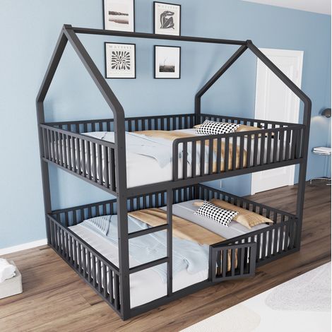 MEUBLIV lit superposé 140x200 cm noir – design maison, sans matelas (1/5)