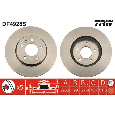 DISQUE DE FREIN AVANT DF4928S TRW (1/2)