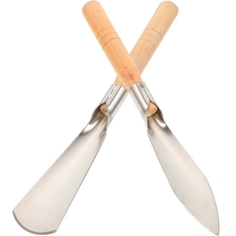 Truelles de jardin en acier inoxydable avec manche en bois pour usage domestique (lot de 2) (1/5)
