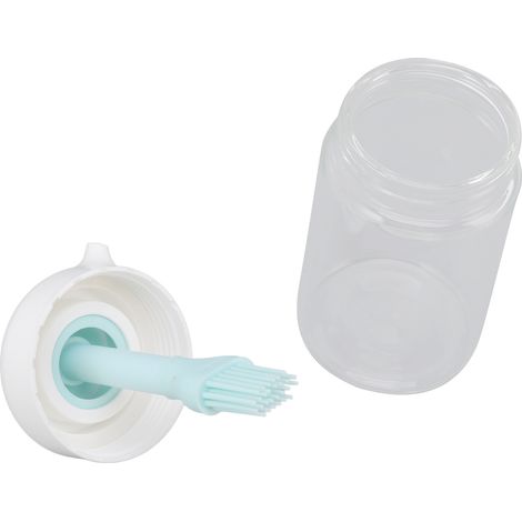 Distributeur d'huile 2 en 1 Press Control, bouteille en verre avec goupillon en silicone, 230 ml, bleu (1/5)