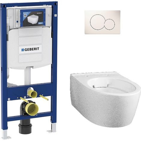 Pack Bati support Geberit et WC suspendu Geberit ICon blanc sans bord de rincage KeraTect (1/5)
