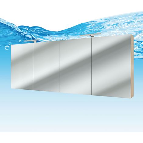 Spiegelschrank, Badspiegel, Badezimmer Spiegel City 200cm braun Eiche JA mit 2x 5W LED-Strahler (1/4)