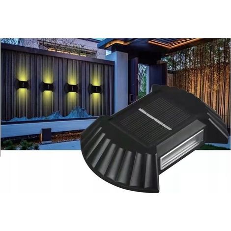 4 pièces applique murale solaire jardin, éclairage extérieur haut et bas, LED blanc chaud, IP65, pour façade et terrasse