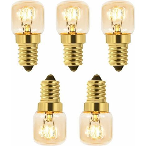 5er-Pack Salzkristalllampen 15W E14 T22, Glühlampe, warmweiß 2700K, 80LM, 230V Wechselstrom, Backofenlampe 15W 300°, für Backöfen, Kühlschränke, Salzkristalllampen, Grillöfen