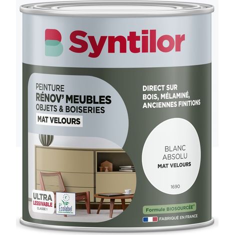 Vernice SYNTILOR per il restauro di mobili e oggetti, bianco assoluto velluto, 1 litro SYNTILOR (1/5)