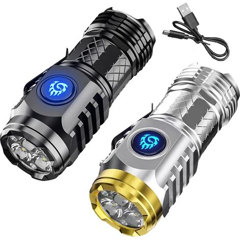 Mini Lampe De Poche Monstre À Trois Yeux, Lampe Torche LED Puissante, Lampe De Poche Tactique LED De 3 Pouces, Rechargeable Avec 5 Modes & 3 Niveaux (1/5)
