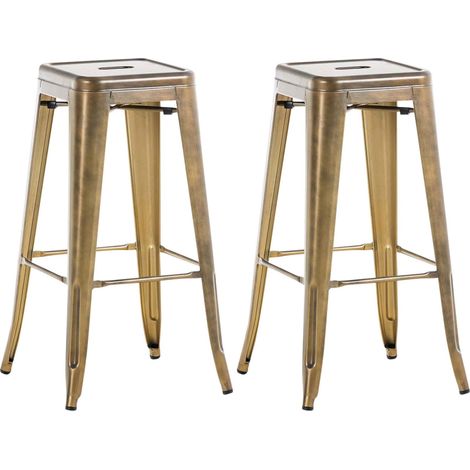 Set di 2 sgabelli da bar altezza 76 cm design industriale robusta struttura a quattro gambe finitura in metallo dorato 100005572