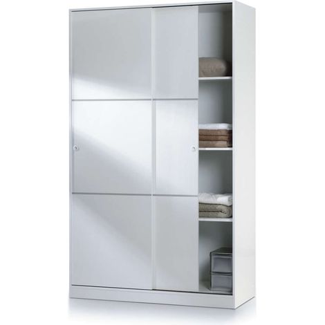 Armario ropero Alba puertas correderas acabado blanco 200 cm(alto)120 cm(ancho)50 cm(largo) (1/4)
