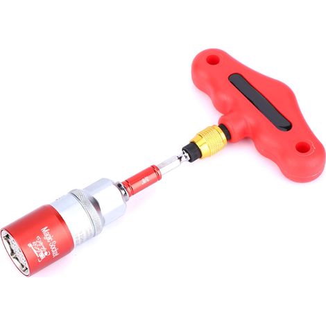 4-teiliges Set 9–21 mm Universal-Steckschlüssel T-Griff Bohrmaschinenadapter Doppelkopf-Bit-Set Rot (1/5)