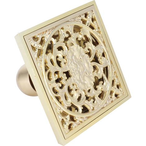 Bonde de sol 10x10cm en cuivre doré avec crépine désodorisante pour cuisine, salle de bain, hôtel, eau profonde (1/5)