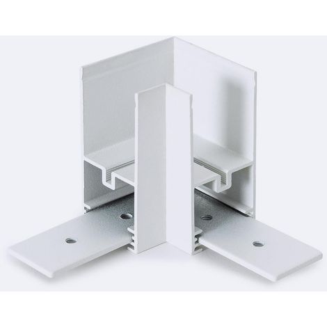 Unión en L Horizontal para Carril Magnético 25mm SuperSlim Suspensión 48V Blanco