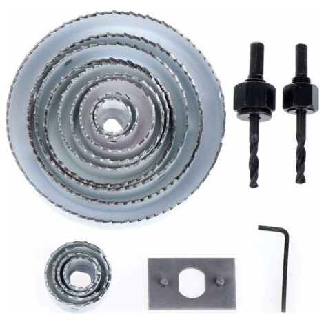 13Pièces Scie Cloche Scie Trépan Coffret, d'Acier au Carbone Pour Bois Platre Plastique et Métaux Non Ferrous (1/4)