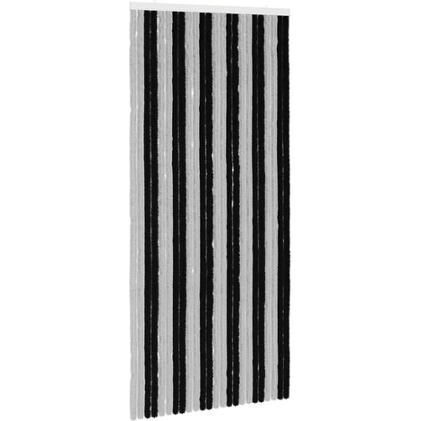 Insektenschutzvorhang Chenille Grau und Schwarz 100 x 220 cm vidaXL