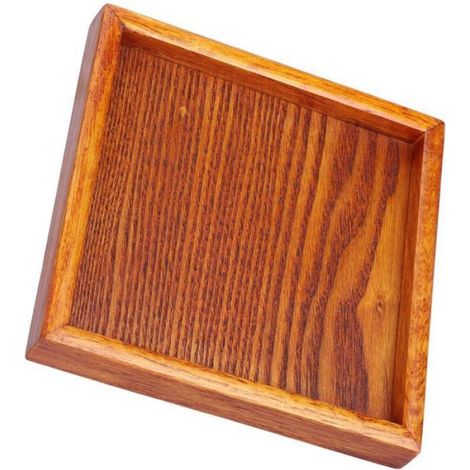 Plateau Service Bois - 18 x 18 x 2 cm - Pour Thé Café Collation Apéritif - 1 Pièce (1/5)