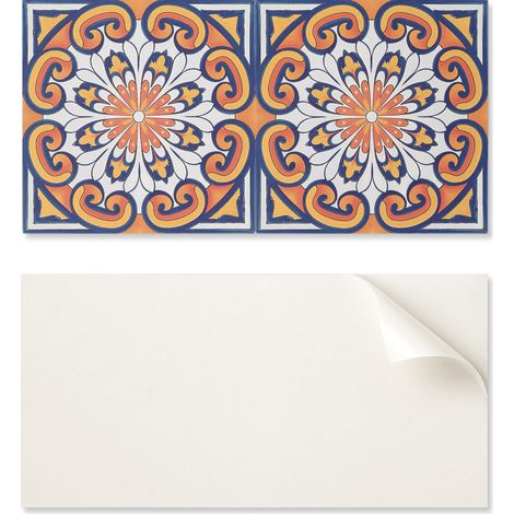 Baldosas decorativas de vinilo autoadhesivas para el hogar con estampado floral sobre fondo de 10x40x20 cm.