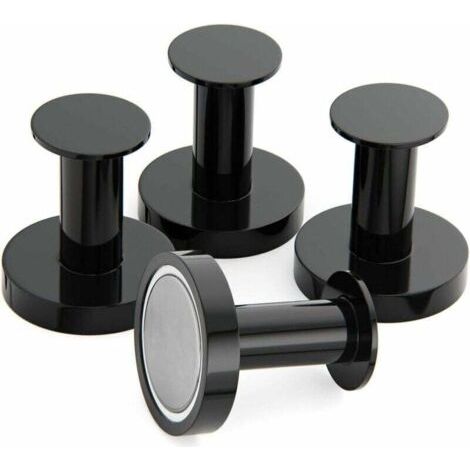 Ganci magnetici per appendere cappotti e borse, 4 ganci da parete neri estremamente resistenti, attaccapanni da porta con raro magnete in metallo al neodimio, ganci per porta frigorifero (1/4)