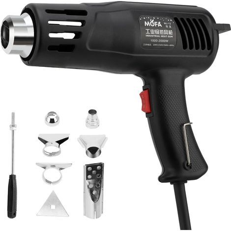Professional 1200W Heat Gun, 150℃-550℃ Hot Air Gun with Stepless Temperature Control + 2 Airflow Settings and Overload Protection (1/5)