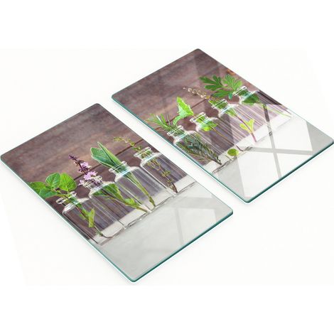 Tableros de vidrio duraderos y elegantes con estampado de plantas, 2x30x52 cm.