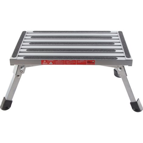Marchepied pliant RV multifonction en alliage d'aluminium gris argenté avec pieds caoutchouc antidérapants, stable et pratique (1/5)
