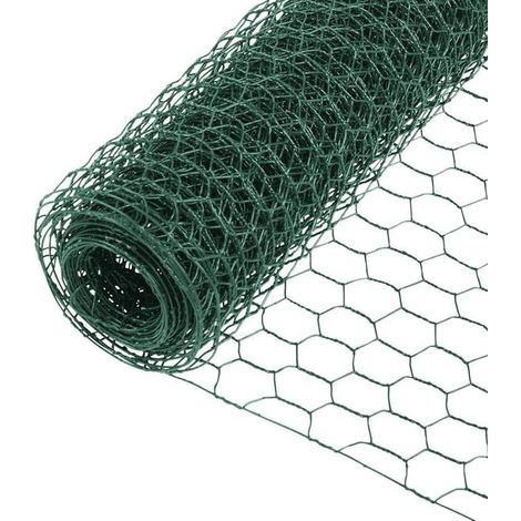 Hexagonal Wire Mesh Chicken Wire Mesh Rabbit Wire Mesh Fine Mesh PVC Coated Green with Gloves and 50 Cable Ties for Animal Fencing, Craft and Vegetable Garden (1/5)