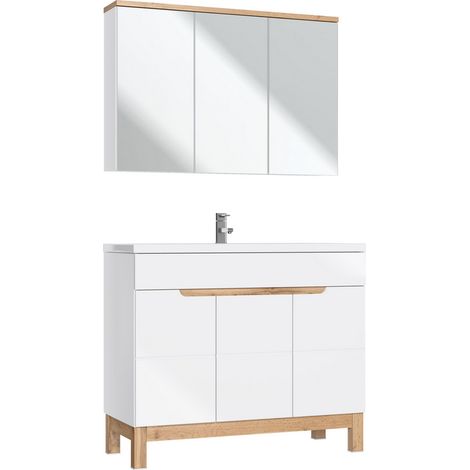 Ensemble meuble vasque + cabinet miroir - 100 cm - Cintra White - Livraison gratuite