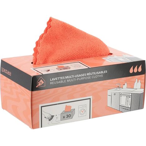 Caja de 30 paños de cocina de microfibra reutilizables - coral - Tendance (1/2)
