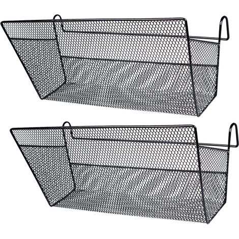 JSSEVN - 2-Piece Black Metal Hanging Baskets for Hanging Storage, Multifunctional Organizer, for Nightstand and Bedroom Space Saving (1/5)