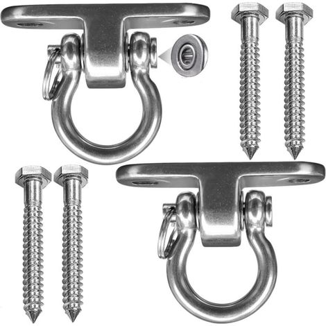 2 Pièces crochets acier inoxydable très résistants, crochets de plafond rotatifs à 180° kit de suspension fixation de hamac avec palier pour Chaise Suspendue (1/5)